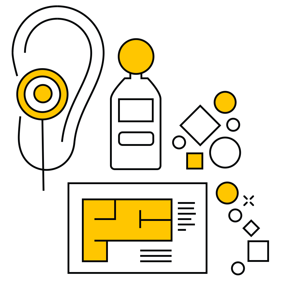 Architectural acoustics planning illustration