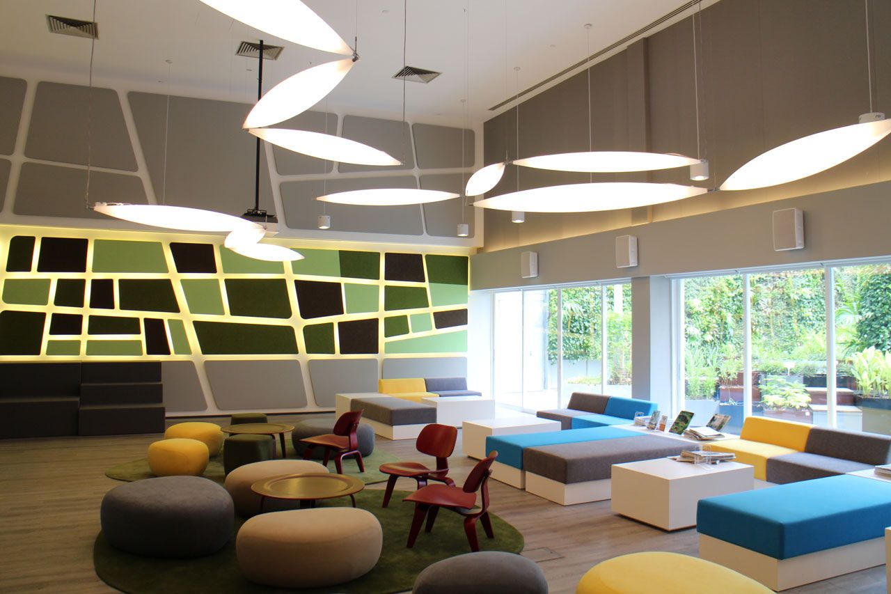 Stress Free Space - Main Lobby of URA Offices acoustically designed by our acoustic consultants