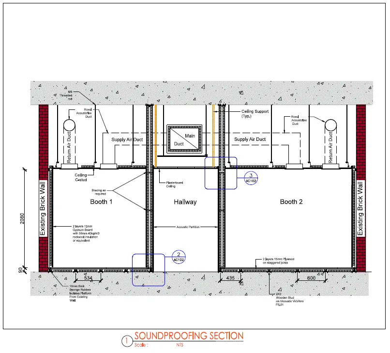 RIPAS Hospital Soundproofing Section Drawing