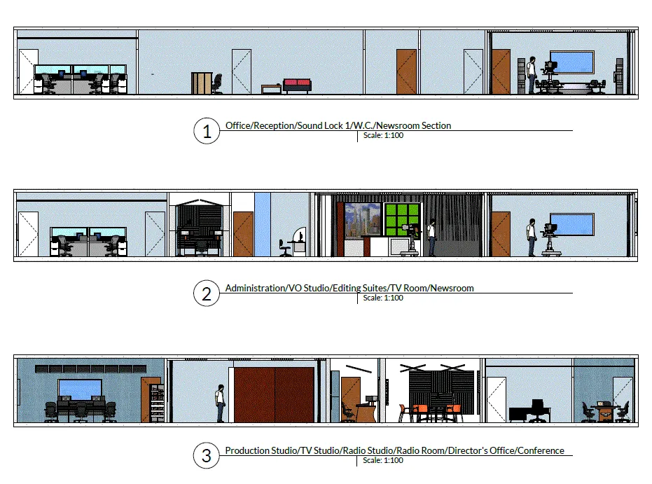 Acoustic Plan Section of Sky One TV Studios Madagascar