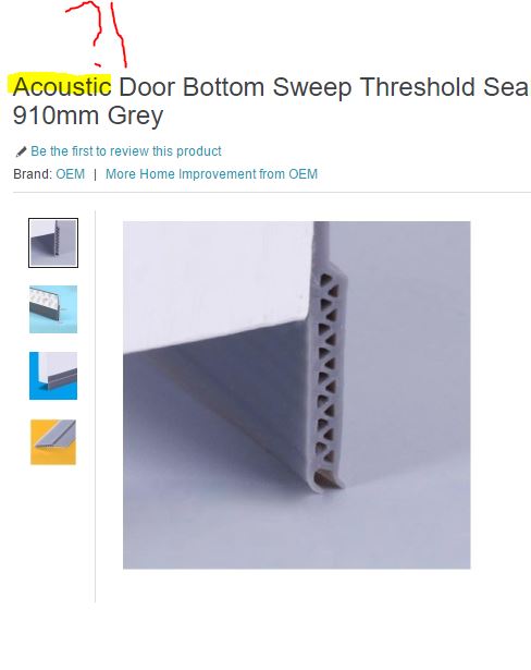 A online vendor trying to sell an "acoustic" door sweep seal to an unsuspecting customer